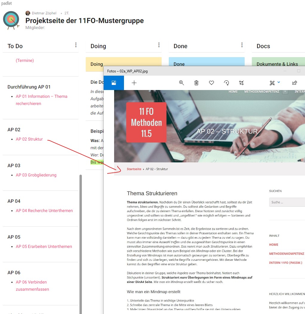 Abbildung: Verlinkung der Arbeitsaufträge